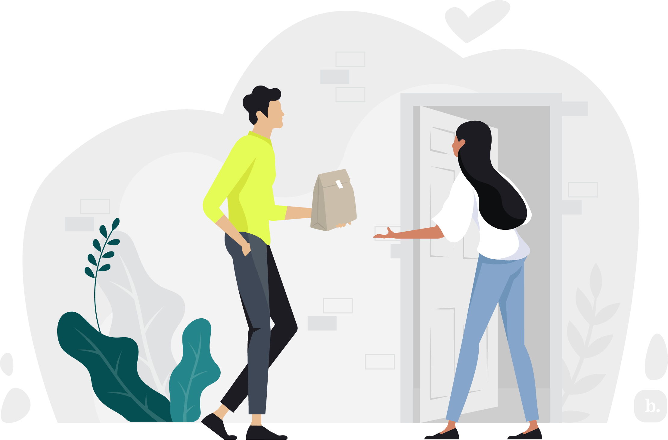 graphic of a person having food delivered to their door